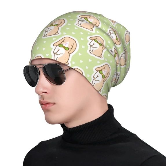 Rocae Rabbit With Tie for Beanies Hats for Men Women Warm Chunky Knit Hats Winter Adult Milk Silk Knitted Beanie