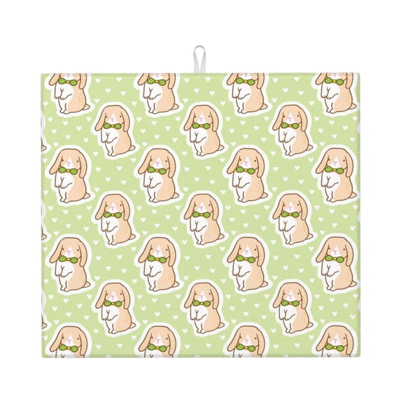 Rocae Rabbit With Tie for Drying Mat for Kitchen 16*18 inch Easy to Clean Dish Rack Pad