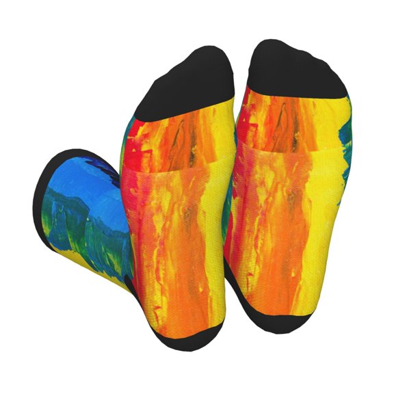 Rocae Rainbow Colored for Adult Socks Casual Athletic Stretchy Loose Socks for Women Men Non-Slip Middle Tube Socks