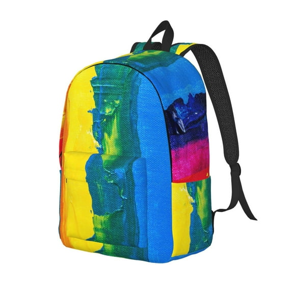 Rocae Rainbow Colored for Canvas College Laptop Backpack for Men Women-Medium