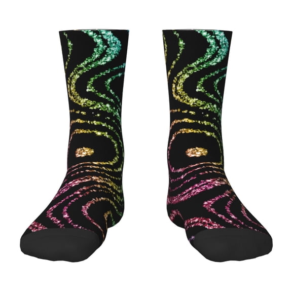 Rocae Rainbow Glitter for Girls Boys Crew Socks,Children's Socks, Kids Socks, Toddler Socks: Daily Wear with Kids School Uniform