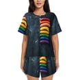 thumbnail image 1 of Rocae Rainbow Sausages On Dark Slate for Two Piece Sleepwear Pajamas Sets for Women Soft Short-Sleeved Pjs with Lounge Shorts -Large, 1 of 6