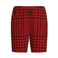 thumbnail image 1 of Rocae Red Black Houndstooth for Men's Soft Sleep Pajama Shorts, Waistband and Pockets, 1 of 9
