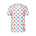 thumbnail image 1 of Rocae Red Blue Polka Dots for Breathable Men's Baseball T-Shirt Fashionable Casual Baseball Jersey, Moisture-wicking Sportswear Small, 1 of 9