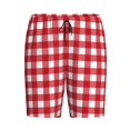 thumbnail image 1 of Rocae Red Checkboard for Men's Soft Sleep Pajama Shorts, Waistband and Pockets, 1 of 9