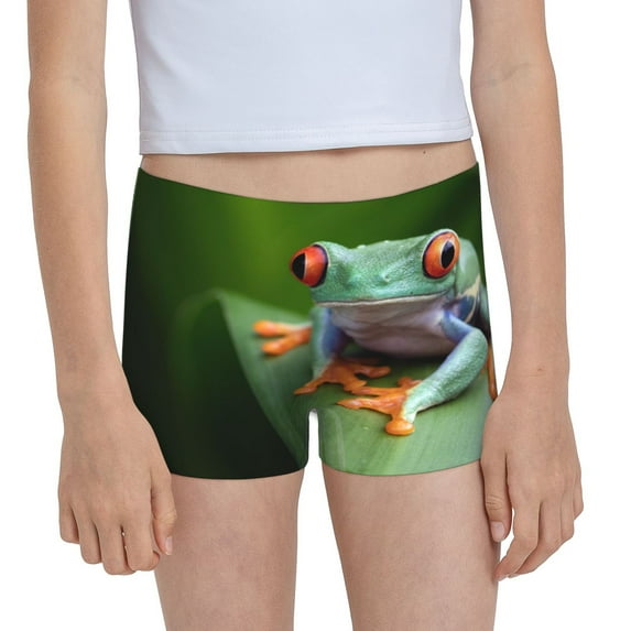 Rocae Red-Eyed Tree Frog for Girls' Cotton Boxer Briefs, Soft Mid-rise Panties-X-Large
