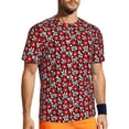 thumbnail image 1 of Rocae Red Floral for Men's Mesh Quick-Dry Short Sleeve Workout T-Shirt,Mens Crew Neck Tee Lightweight Soft Classic T Shirts 3X-Large, 1 of 1