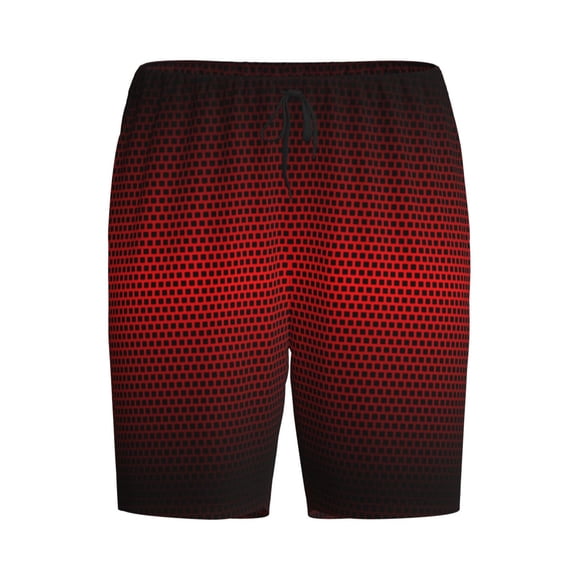 Rocae Red Geometric for Men's Soft Sleep Pajama Shorts, Waistband and Pockets