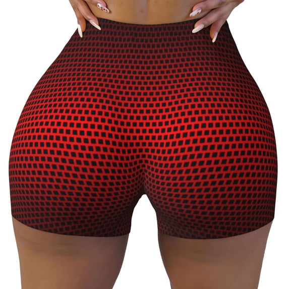 Rocae Red Geometric for Women's Quick-Dry Running Shorts,Ladies Active Athletic Apparel Yoga Workout Gym Running Volleyball Spandex Shorts