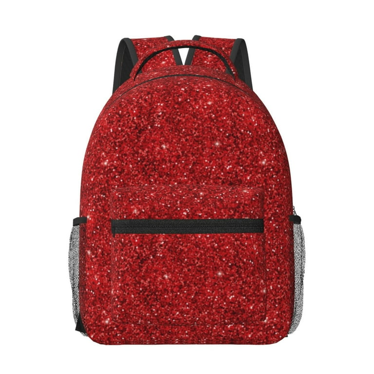Rocae Red Glitter for Comfortable Student Backpack Lightweight Durable School Bag Ideal for Middle School High School and College