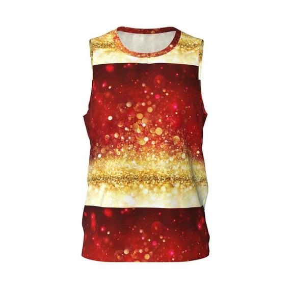 Rocae Red Gold Glitter for Men's Basketball Jersey Lightweight and Breathable Athletic Tank Top,Quick-Drying Sports Jersey XX-Large