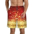 thumbnail image 1 of Rocae Red Gold Glitter for Men's Beach Shorts Casual Elastic Waist Drawstring Summer Beach Shorts,S-3XL-Small, 1 of 6