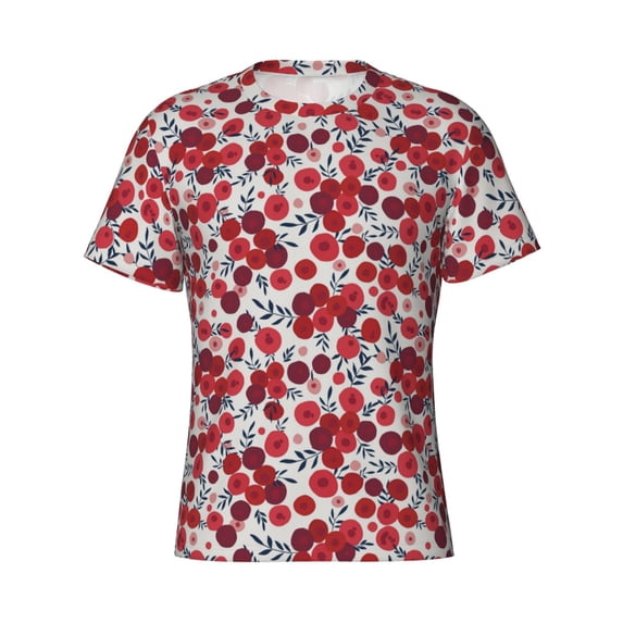 Rocae Red Hawthorn for Men's Moisture-Wicking Crew Tee - T-Shirt for Sports, Outdoor Activities, and Casual WearLarge