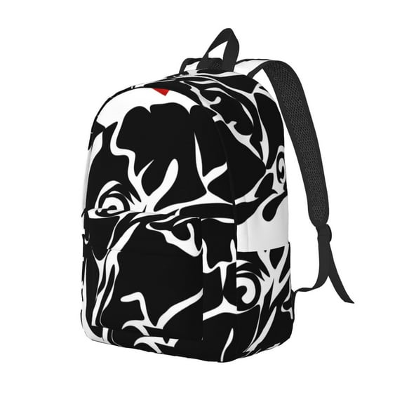 Rocae Red Heart And Puppy Of Bulldog for Canvas College Laptop Backpack for Men Women -Small
