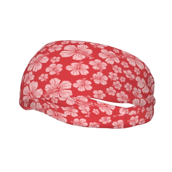 Rocae Red Hibiscus Flower for Sweatbands Sports Headband for Men and Women,Fashion Sweat Bands Headbands for Running,Cycling,Football, Yoga, Fitness