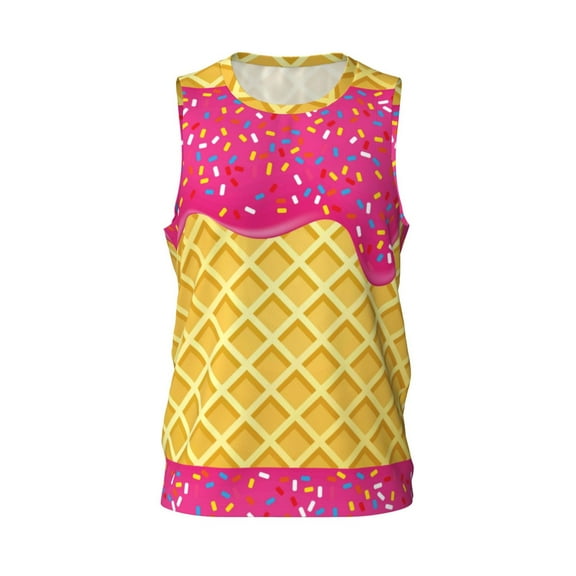 Rocae Red Ice Cream for Men's Basketball Jersey Lightweight and Breathable Athletic Tank Top,Quick-Drying Sports Jersey Small