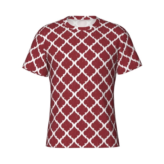 Rocae Red Moroccan for Men's Moisture-Wicking Crew Tee - T-Shirt for Sports, Outdoor Activities, and Casual WearXX-Large