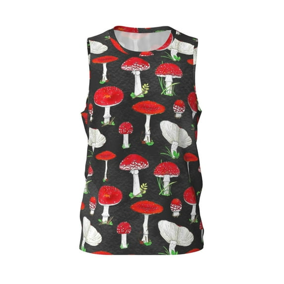 Rocae Red Mushrooms for Men's Basketball Jersey Lightweight and Breathable Athletic Tank Top,Quick-Drying Sports Jersey