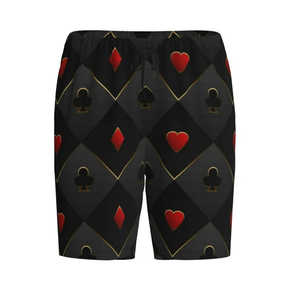 Rocae Red Poker for Men's Soft Sleep Pajama Shorts, Waistband and Pockets