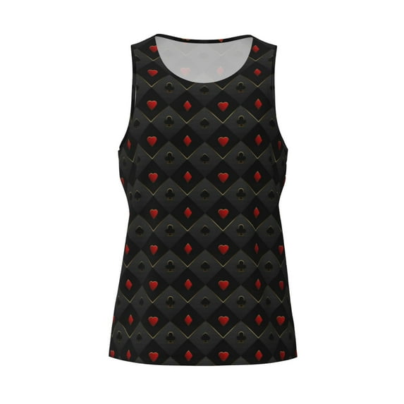 Rocae Red Poker for Men's Workout Tank Top Men's Running Tank Top Dry Fit Athletic Workout Tank TopsSmall