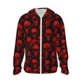 thumbnail image 1 of Rocae Red Skulls Print Breathable Sun Protection Hoodie Quick-Dry Lightweight Long Sleeve Hoodie Unisex Running Sports Shirt Small, 1 of 9