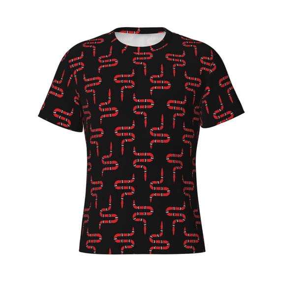 Rocae Red Snake for Men's Moisture-Wicking Crew Tee - T-Shirt for Sports, Outdoor Activities, and Casual WearXX-Large