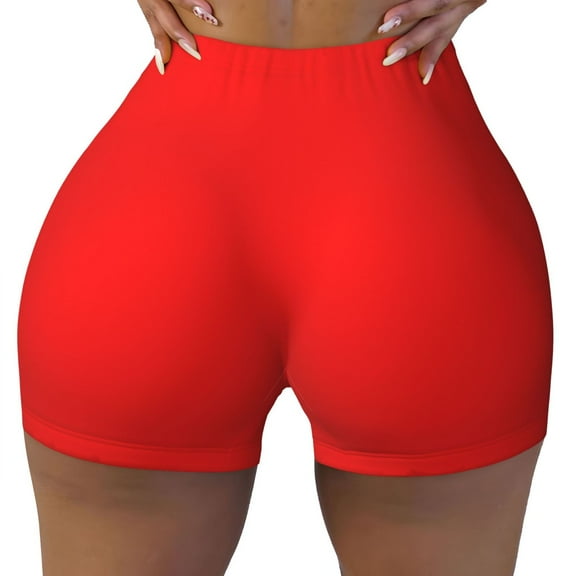 Rocae Red for Women's Quick-Dry Running Shorts,Ladies Active Athletic Apparel Yoga Workout Gym Running Volleyball Spandex Shorts Small