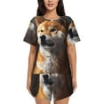 thumbnail image 1 of Rocae Regal Shiba Inu for Two Piece Sleepwear Pajamas Sets for Women Soft Short-Sleeved Pjs with Lounge Shorts -4X-Large, 1 of 6