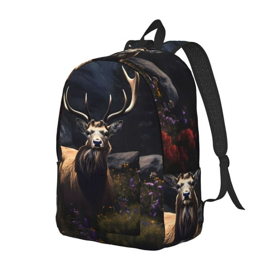 Rocae Regal Stag In Forest for Canvas College Laptop Backpack for Men Women -Small
