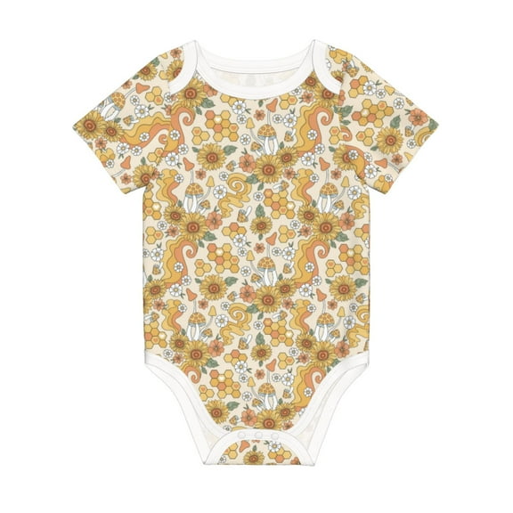 Rocae Retro 70s 60s Flower for Baby Climbing Clothes Soft Baby Romper for Active Infants Comfortable and Breathable Crawling Jumpsuit Unisex Baby Outfit 12 Months