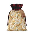 thumbnail image 1 of Rocae Retro 70s 60s Flower Print Christmas Drawstring Linen Gift Bag with Drawstrings Treat Bag Goody Present Bags for Christmas Party Favor, 1 of 8