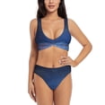 thumbnail image 1 of Rocae Retro Blue Glitter for Bikini Set for Women Two Piece Sexy High Swimsuits Split Crossover Bikini Medium, 1 of 9