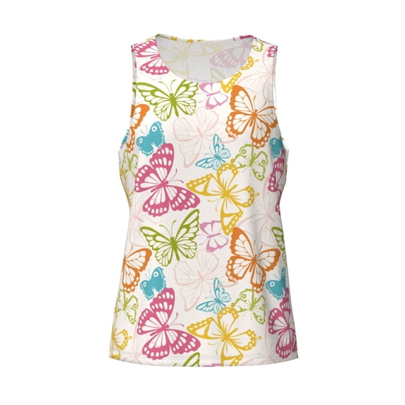 Rocae Retro Colorful Butterfly for Men's Workout Tank Top Men's Running Tank Top Dry Fit Athletic Workout Tank TopsSmall