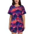 thumbnail image 1 of Rocae Retro Palms for Two Piece Sleepwear Pajamas Sets for Women Soft Short-Sleeved Pjs with Lounge Shorts X-Large, 1 of 9