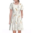 thumbnail image 1 of Rocae Retro Rabbit for Dresses Summer Casual Ruffle Short Sleeve Cute Crew Neck Flowy Dress with Pockets, 1 of 6
