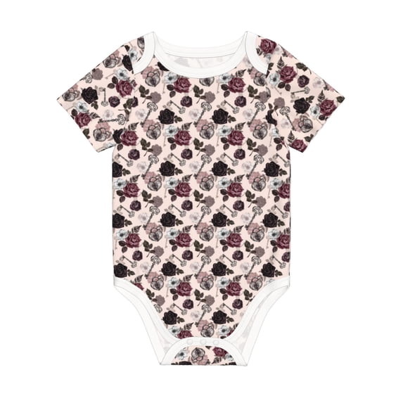 Rocae Retro Red Black Roses for Baby Climbing Clothes Soft Baby Romper for Active Infants Comfortable and Breathable Crawling Jumpsuit Unisex Baby Outfit 3 Months