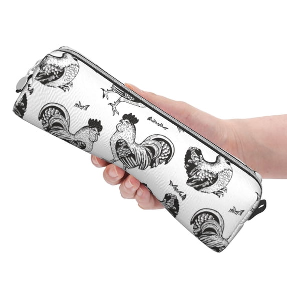 Rocae Retro Rooster for Pen and Marker Pouch with Zipper for Men and Women, Stationery Bag Pen Holder for Work and Office