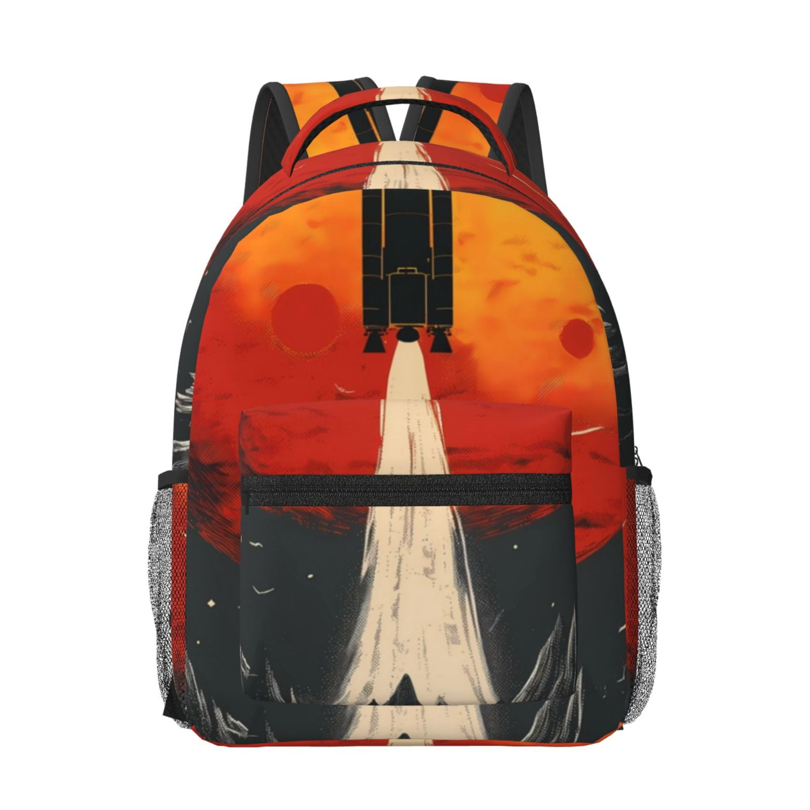 Rocae Retro Space Rocket Launch for Comfortable Student Backpack