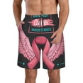 thumbnail image 1 of Rocae Ribbon With Angel Wings for Men's Beach Shorts Casual Elastic Waist Drawstring Summer Beach Shorts,S-3XL-Large, 1 of 6