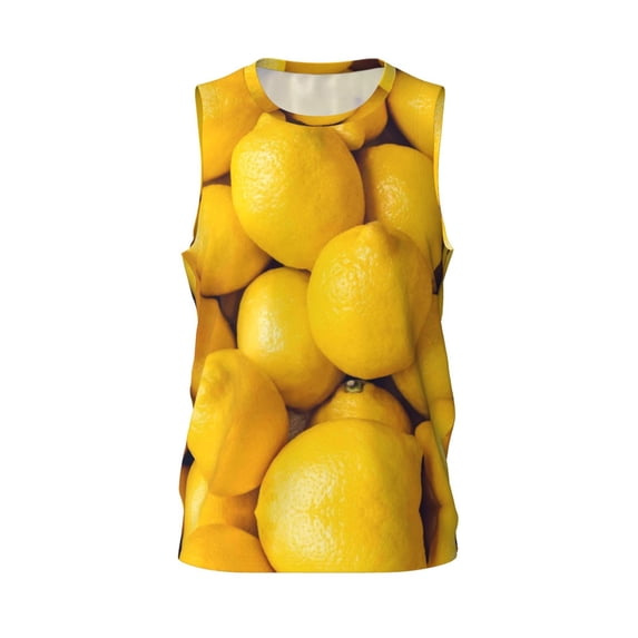 Rocae Ripe Yellow Lemon for Men's Basketball Jersey Lightweight and Breathable Athletic Tank Top,Quick-Drying Sports Jersey
