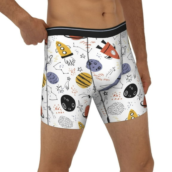 Rocae Rocket Planets for Stretch Moisture-Wicking Underwear,Men's Underwear Boxer Briefs Medium