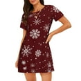 thumbnail image 1 of Rocae Romantic white snowflakes for Nightgowns for Women Sleep Shirts Short Sleeve Nightshirt Pullover Nightdress, 1 of 6