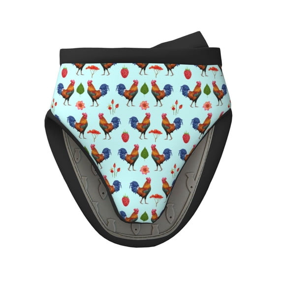 Rocae Roosters And Plants for Mini Oven Mitts Rubber Oven Glove, Kitchen Mittens, Cute Cooking Mitts,5.9"x5.9"