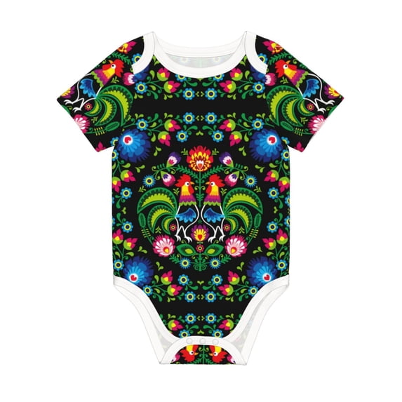 Rocae Roosters and Flowers for Baby Climbing Clothes Soft Baby Romper for Active Infants Comfortable and Breathable Crawling Jumpsuit Unisex Baby Outfit 2 Years
