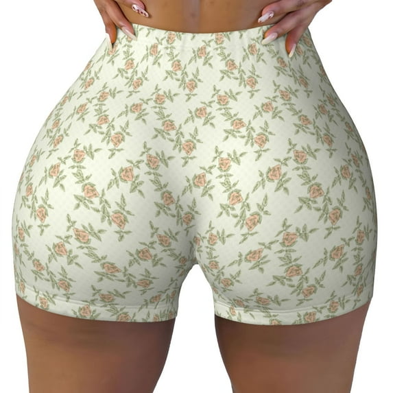 Rocae Rose (2) for Women's Quick-Dry Running Shorts,Ladies Active Athletic Apparel Yoga Workout Gym Running Volleyball Spandex Shorts X-Large