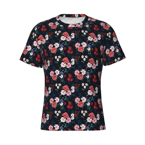 Rocae Rose Flowers for Men's Moisture-Wicking Crew Tee - T-Shirt for Sports, Outdoor Activities, and Casual Wear3X-Large
