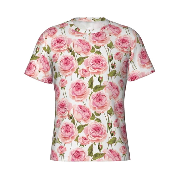 Rocae Rose Flowers for Men's Moisture-Wicking Crew Tee - T-Shirt for Sports, Outdoor Activities, and Casual WearSmall