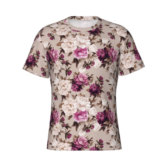 Rocae Rose Flowers for Men's Moisture-Wicking Crew Tee - T-Shirt for Sports, Outdoor Activities, and Casual WearX-Large