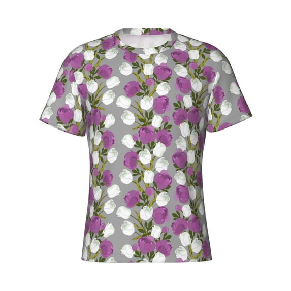 Rocae Rose Flowers for Men's Moisture-Wicking Crew Tee - T-Shirt for Sports, Outdoor Activities, and Casual WearXX-Large