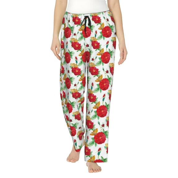 Rocae Rose Flowers for Women's Pajama Pants Pj Pants Lounge Pants-Large